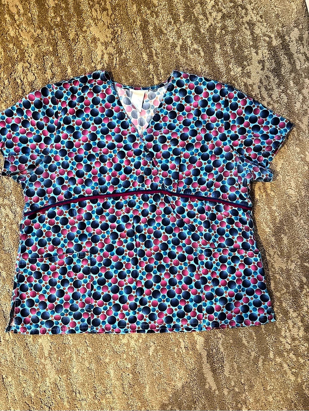 SB Scrubs Printed Short Sleeve Scrub Top Size 2X